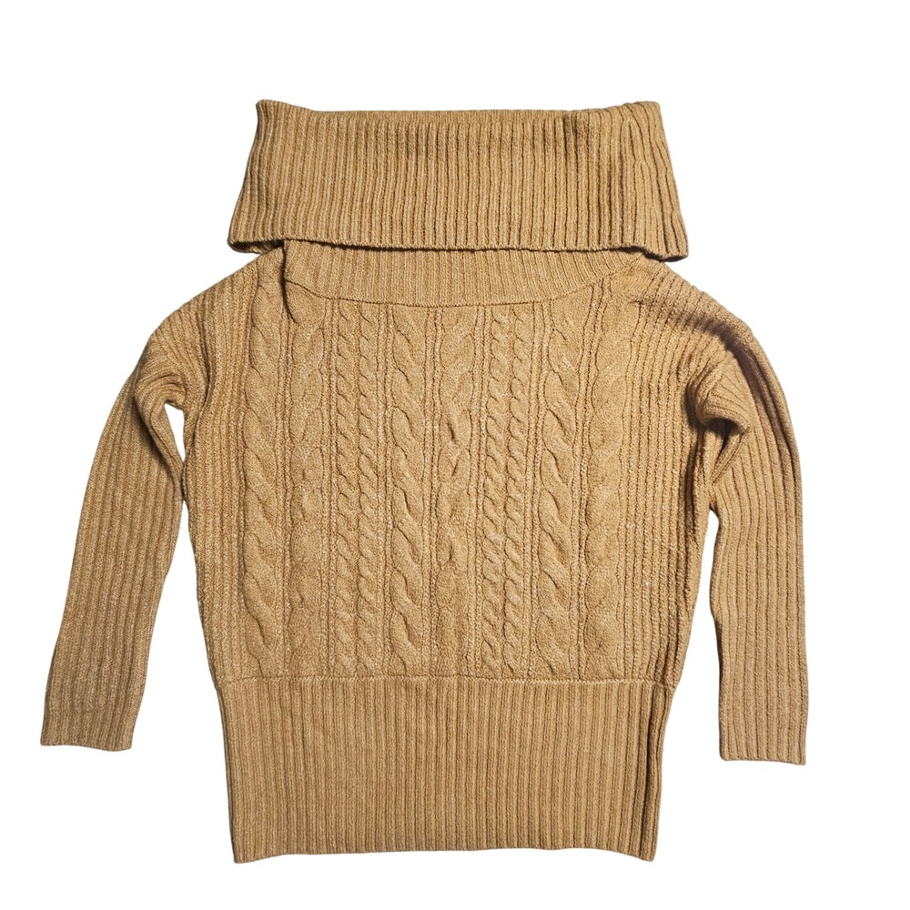 Shyanne Off The Shoulder Cable Knit Sweater L Minimalist Boho Elevated Basic NWT